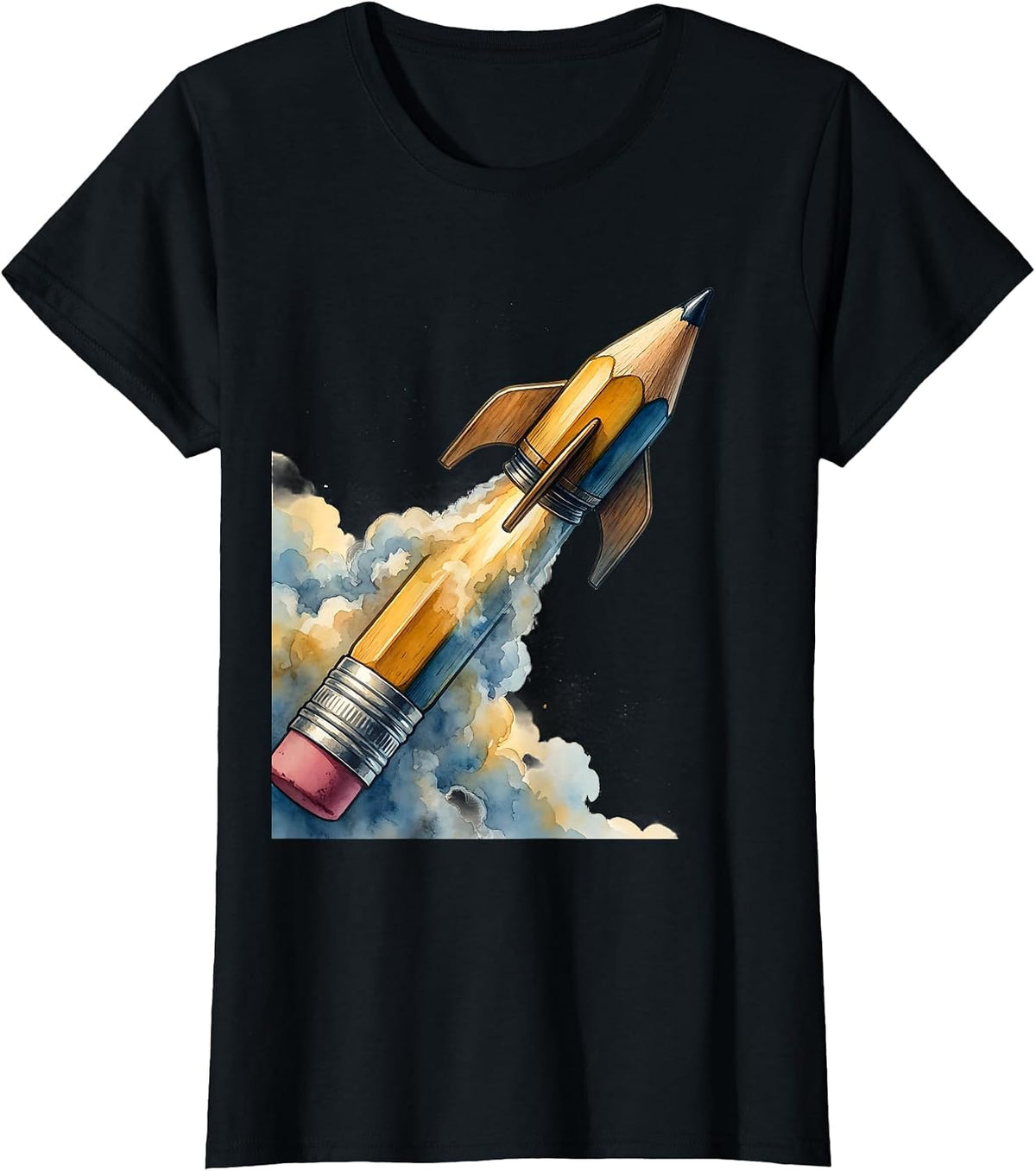Women's Special Education Teacher Pencil Rocket Launch T-Shirt - Black