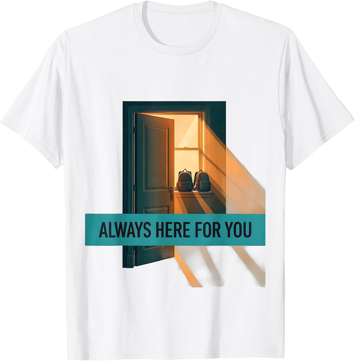 Men's Always Here For You School Counselor Student Support Crew T-Shirt - White