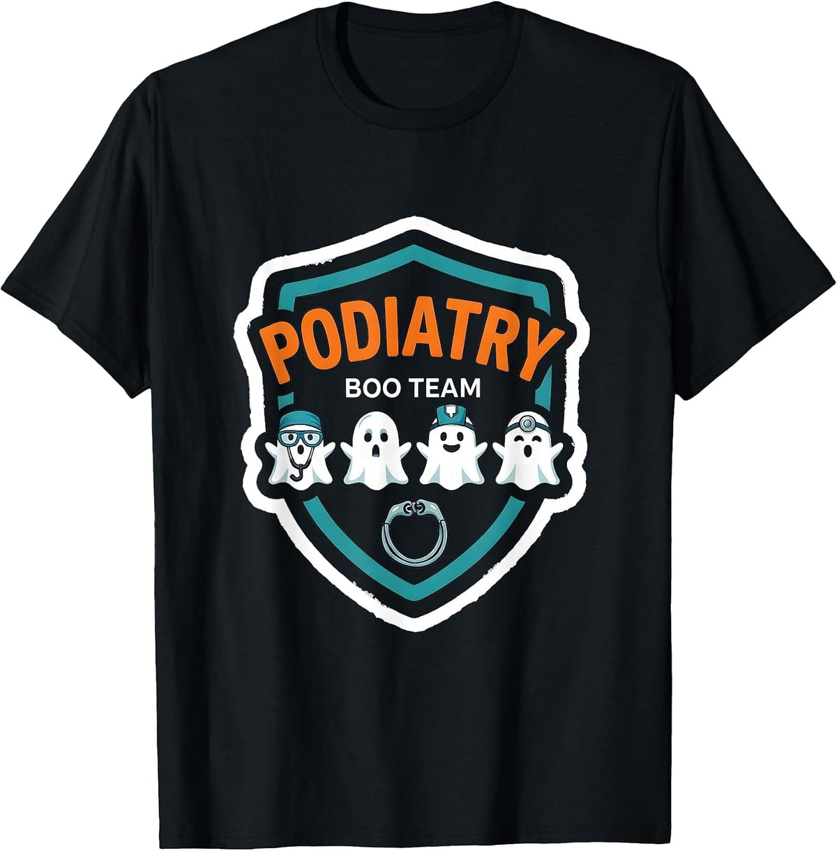 Men's Podiatry Boo Team Funny Ghost Healthcare Worker Halloween T-Shirt - Black