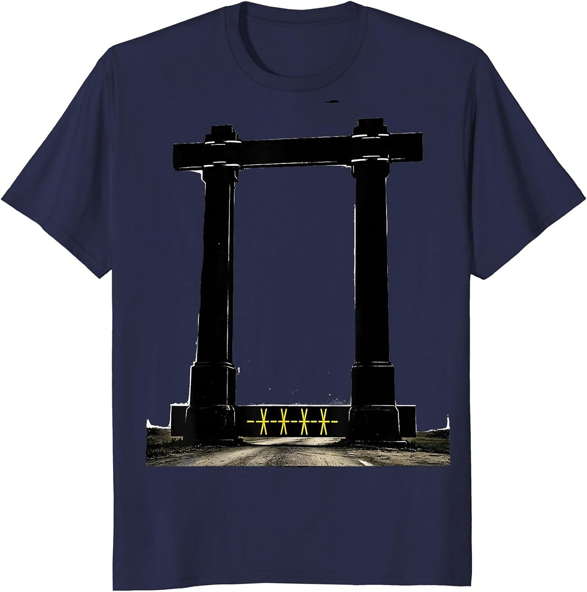 Ambulation Bar Stencil Physical Therapy Rehab Team T-Shirt - Navy Blue