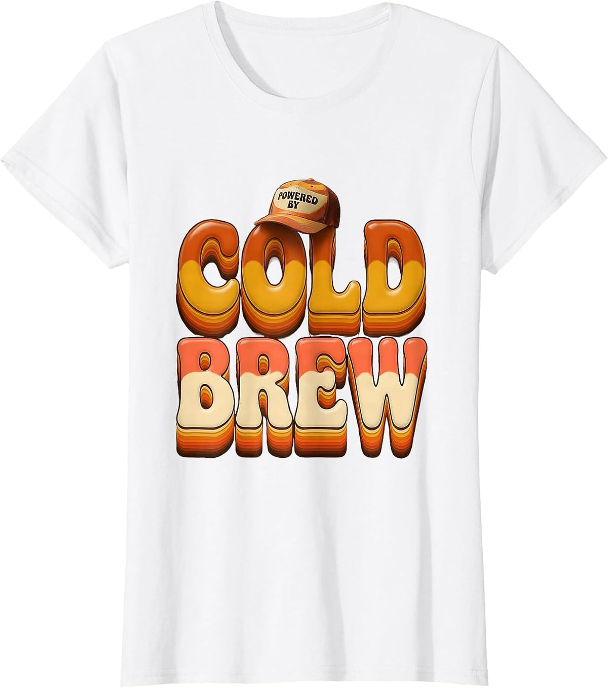 Women's Powered by Cold Brew Coffee Lover Design T-Shirt - White