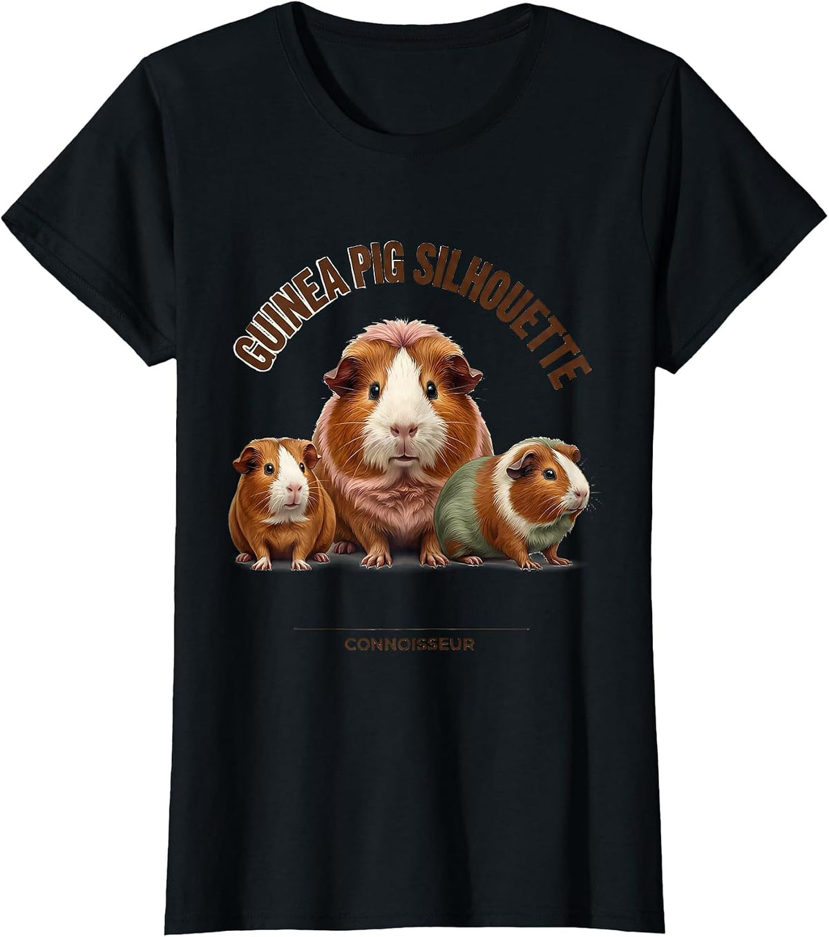 Guinea Pig Silhouette Connoisseur Funny Pet Lover Gift T-Shirt - Black