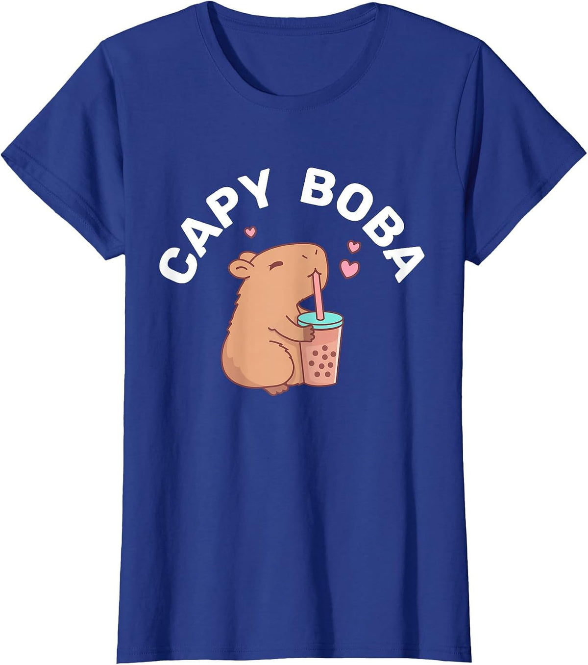 Funny Capybara Rodent, Capyboba Boba Milk Tea T-Shirt - Royal Blue
