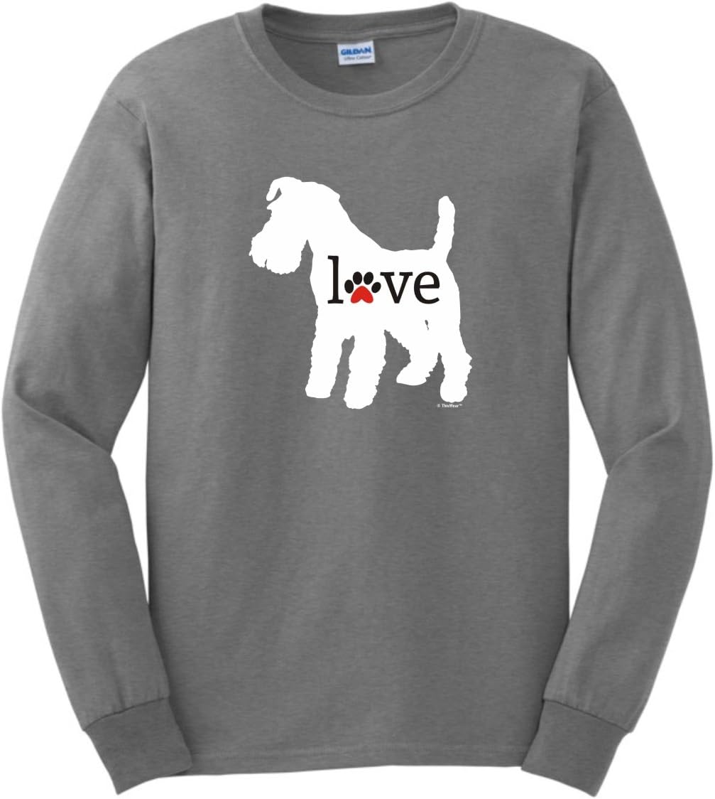 Schnauzer Love Dog Paw Prints Long Sleeve T-Shirt - Sport Grey