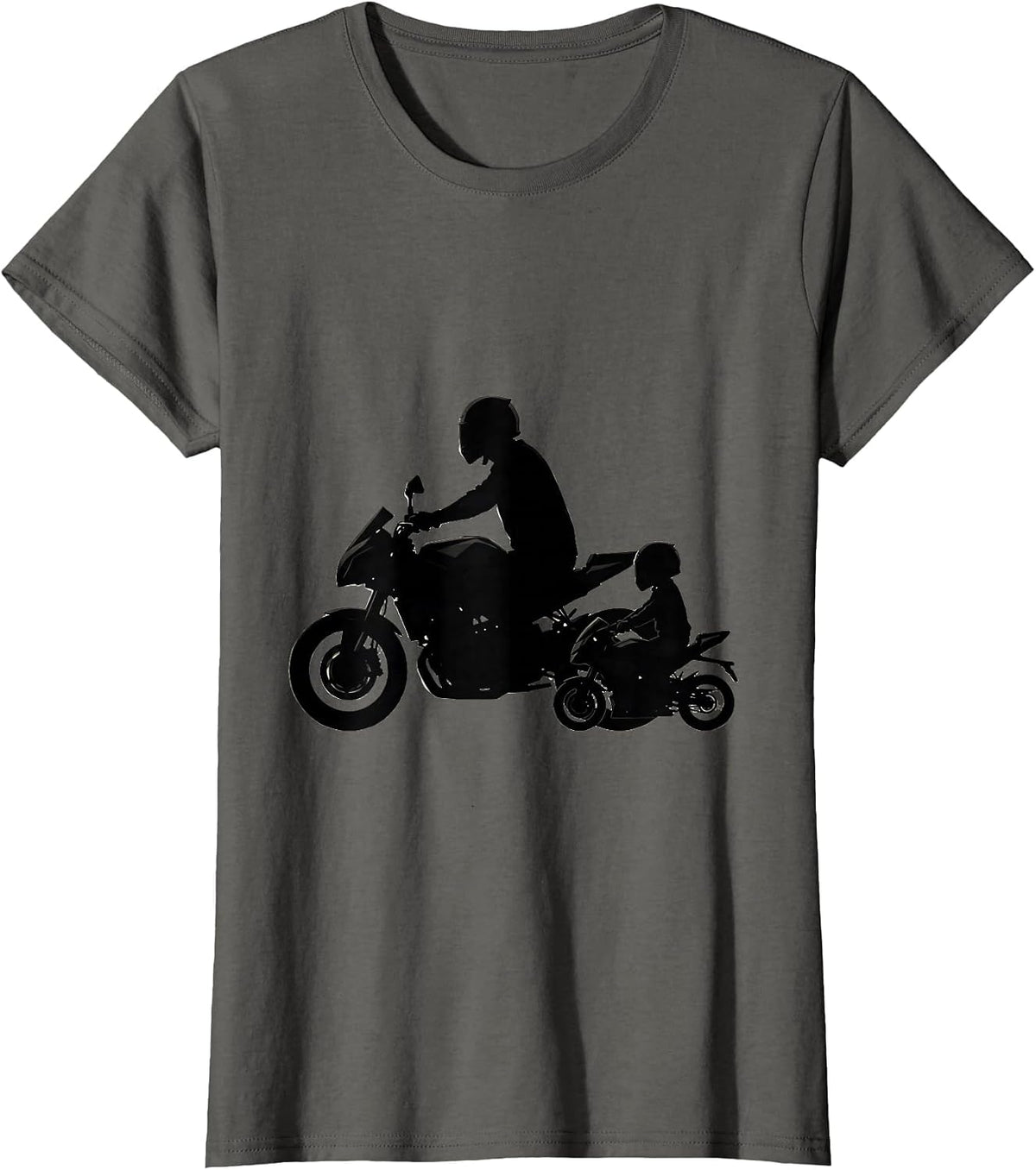 Women's Father Son Matching Motorcycle Riding Duo Graphic T-Shirt - Asphalt Grey