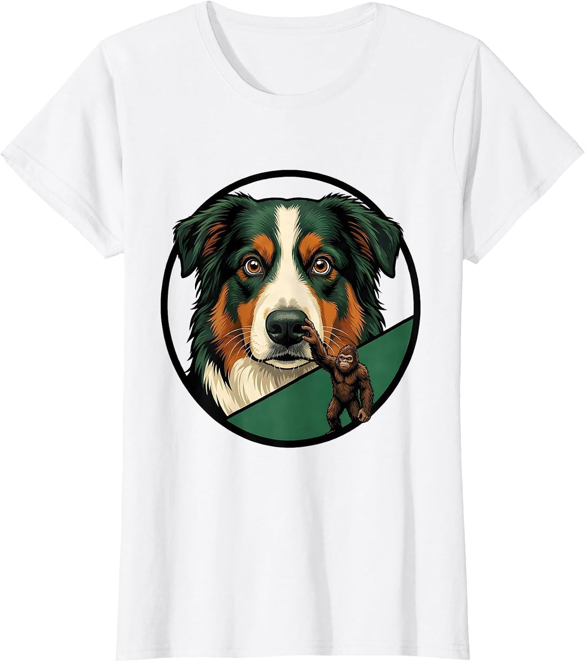 Australian Shepherd Bigfoot Funny Dog Breed Novelty T-Shirt - White