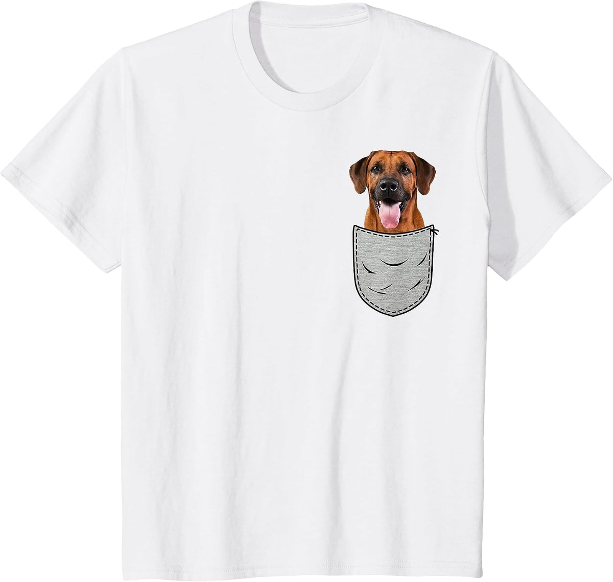 Rhodesian Ridgeback Chest Bag Pocket Dog Owners T-Shirt - White