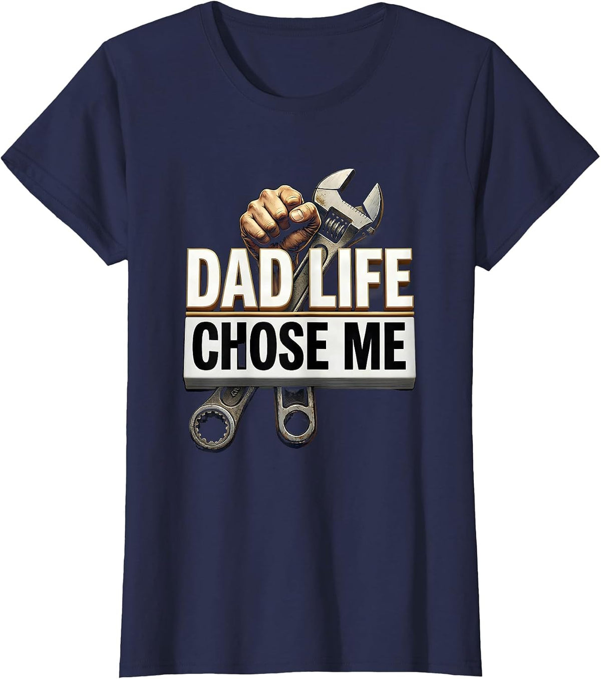 Women's Dad Life Chose Me Funny Father Design T-Shirt - Navy Blue
