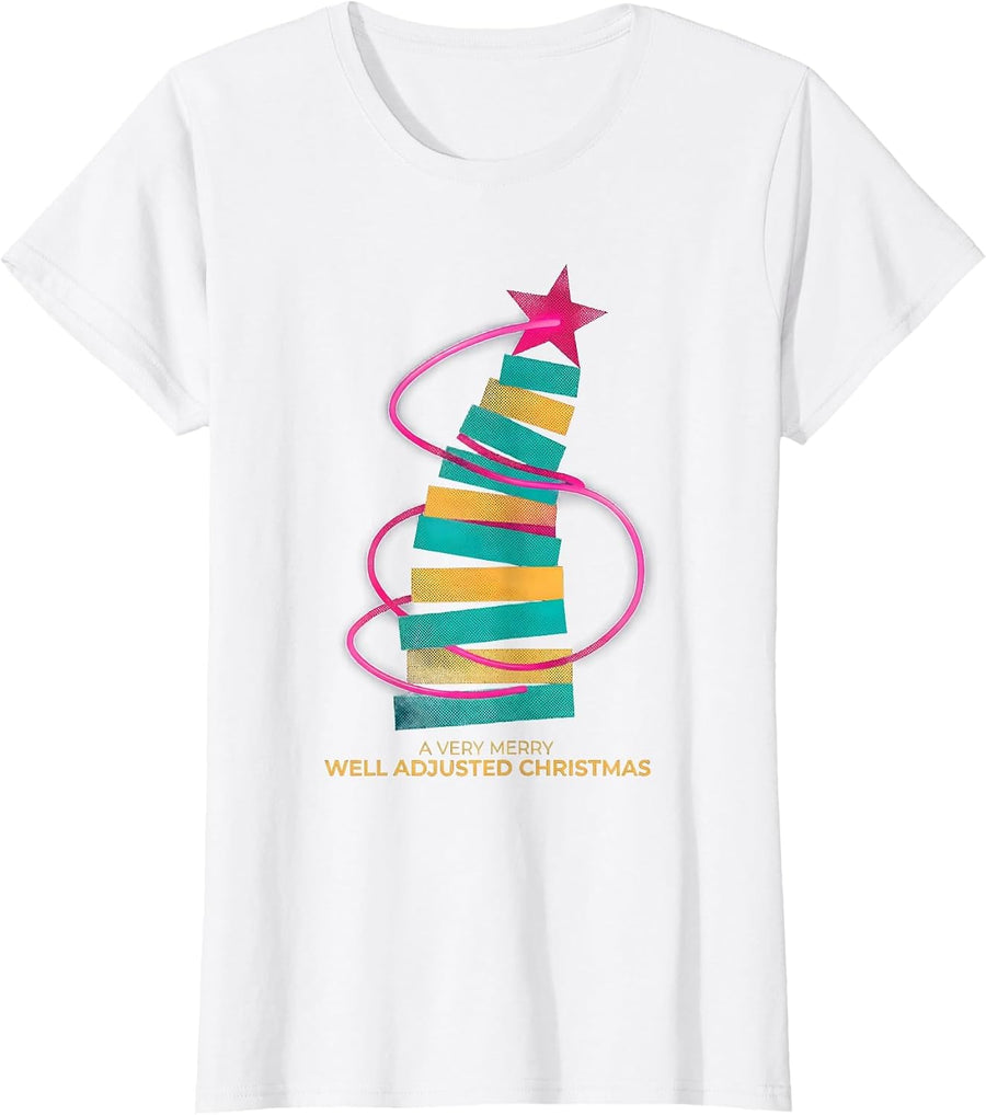 Women's A Very Merry, Well Adjusted Christmas Funny Chiropractor T-Shirt - White