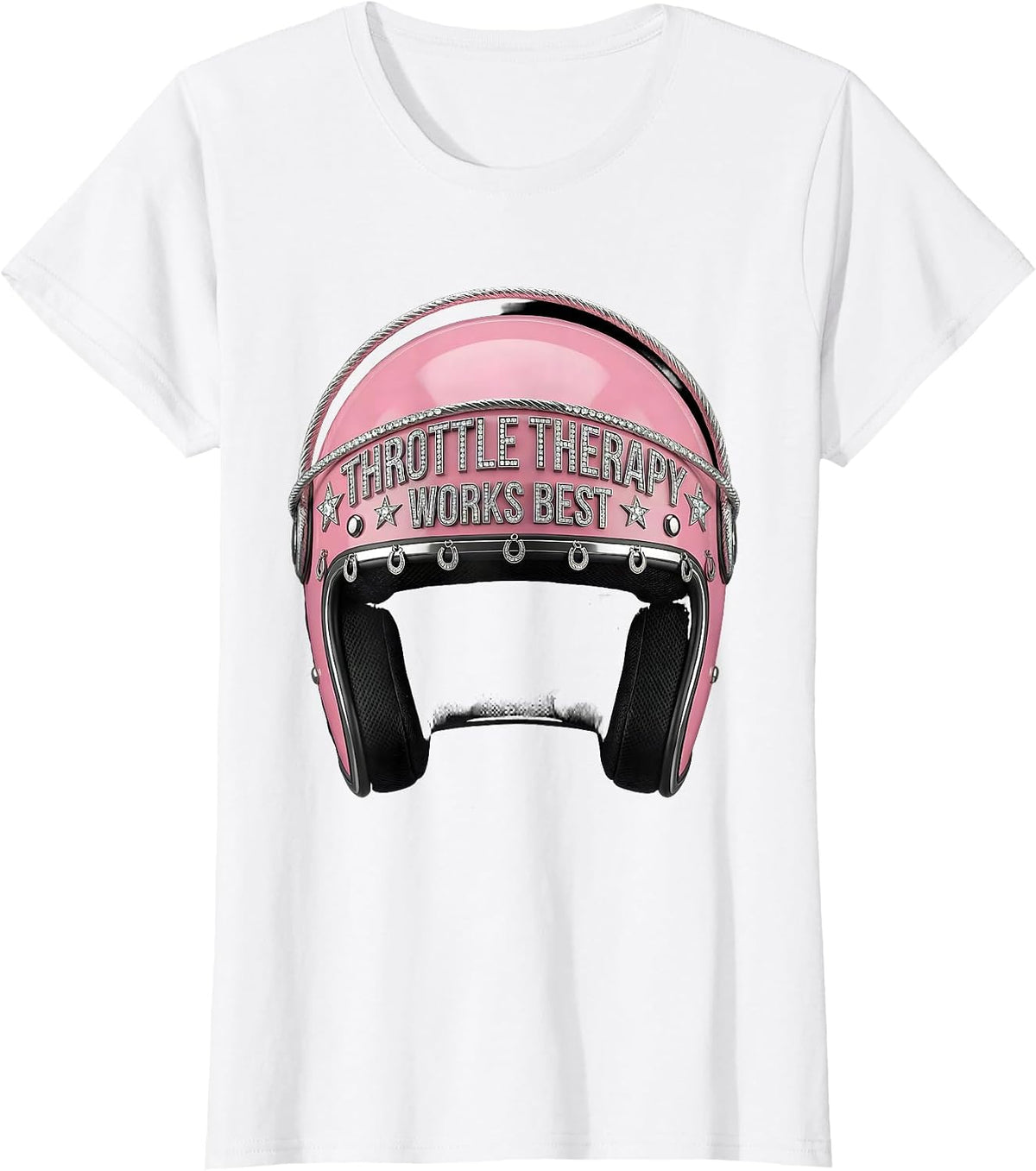 Women's Throttle Therapy Works Best Motorcycle Design T-Shirt - White