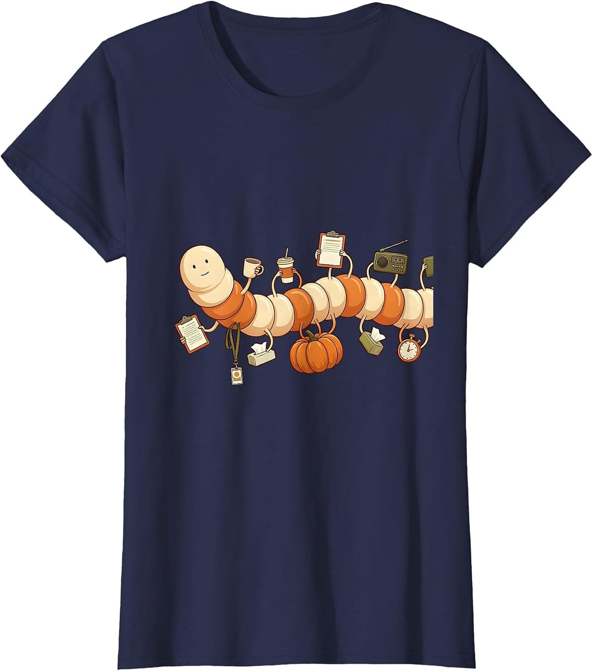 Women's Segmented Worm Support Mascot Para Normal Activities T-Shirt - Navy Blue