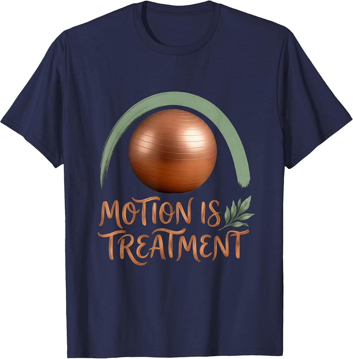Motion Is Treatment Boho Physical Therapy PT Humor T-Shirt - Navy Blue