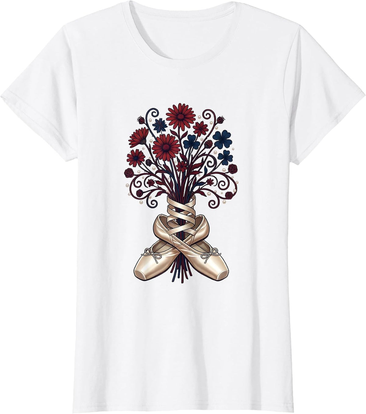 Patriotic Wildflower Picker Red White Blue T-Shirt - White