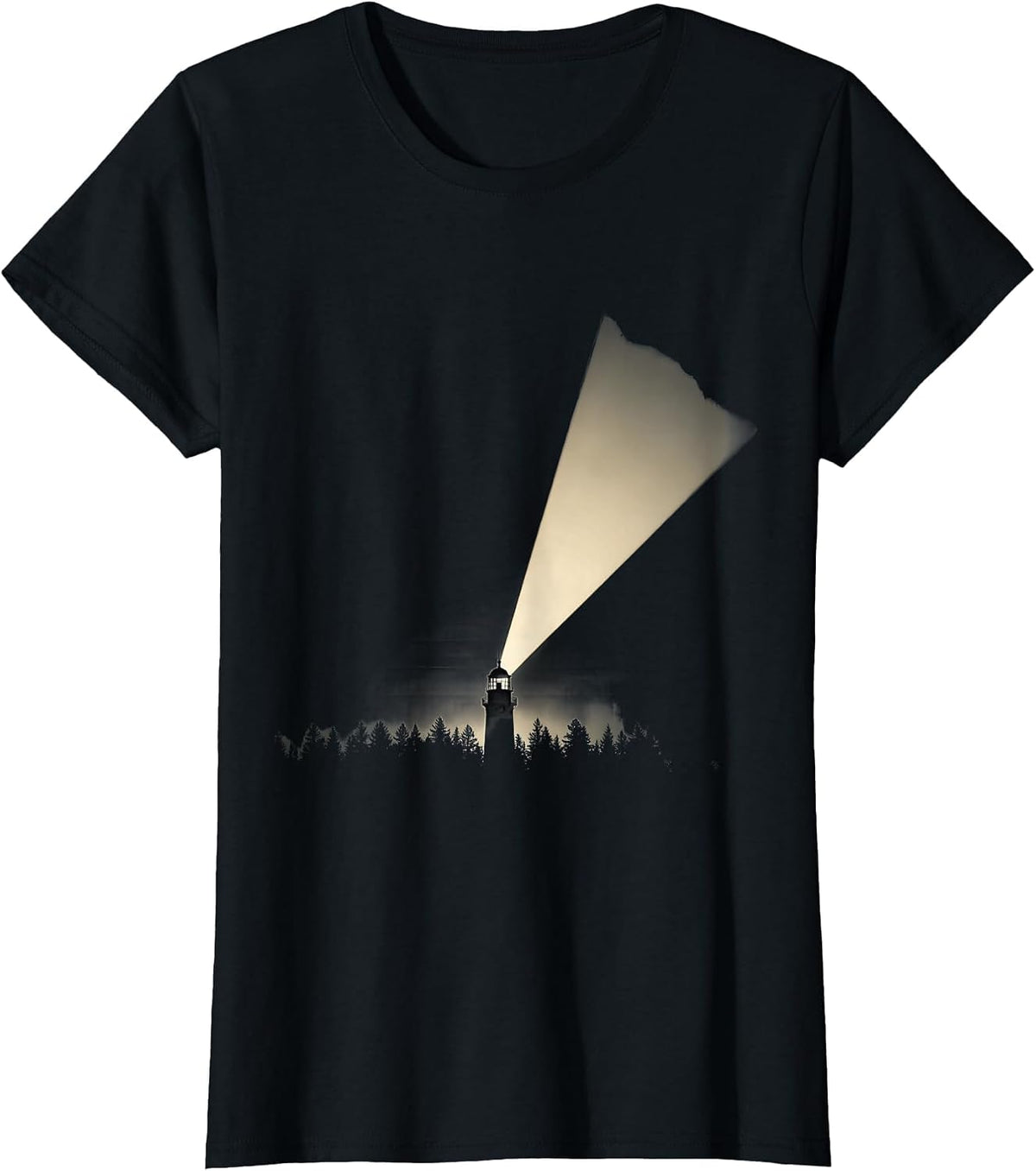 Women's Watchtower Spotlight Dark Forest Security Design T-Shirt - Black