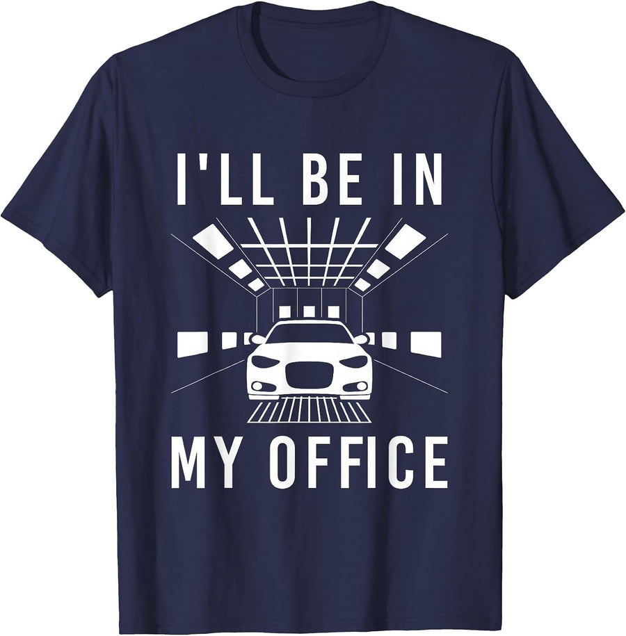 Auto Body in My Office - Car Spray Booth Automotive Painter T-Shirt - Navy Blue