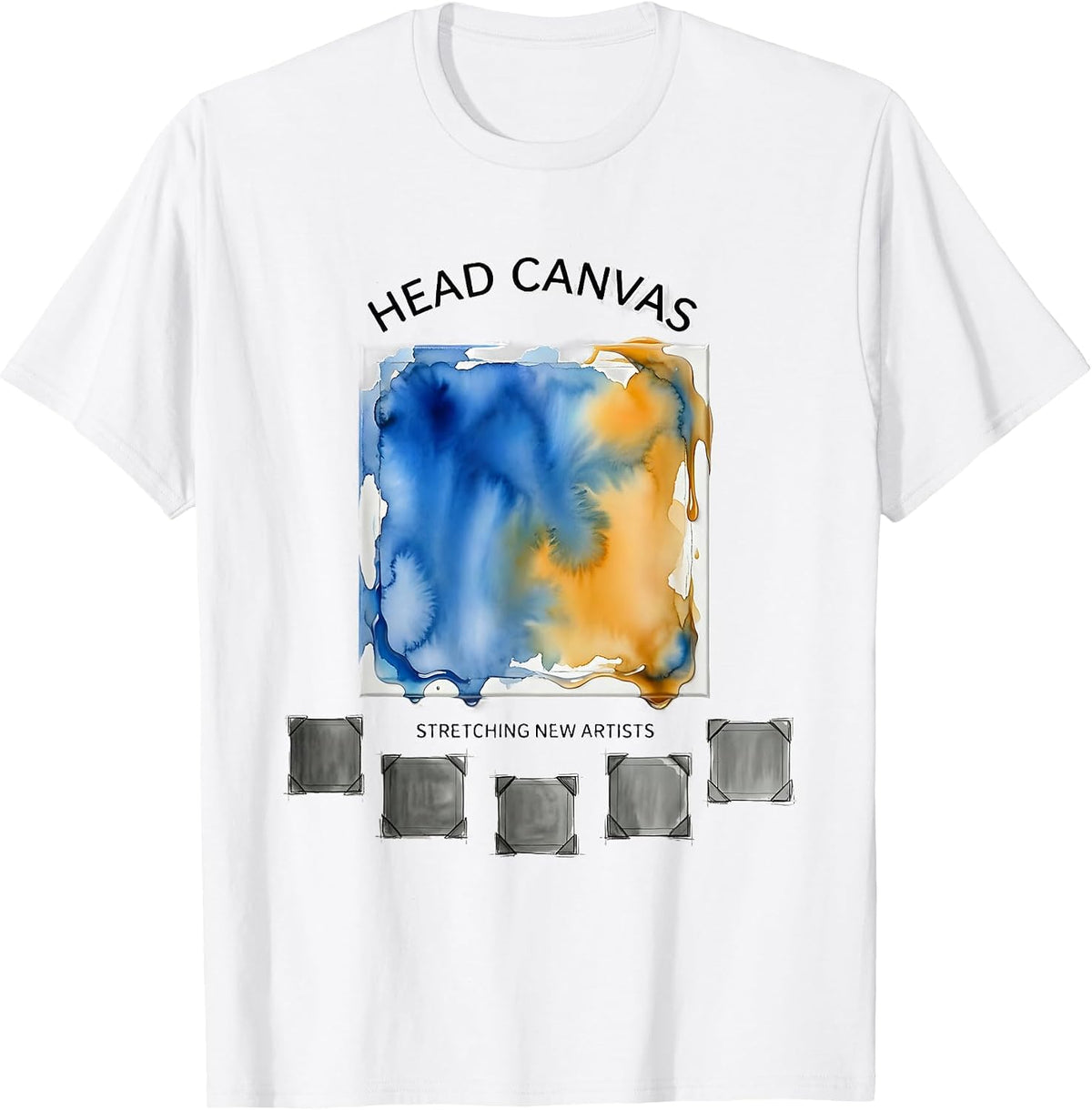 Men's Head Canvas Stretching New Artists Watercolor Art Teacher T-Shirt - White
