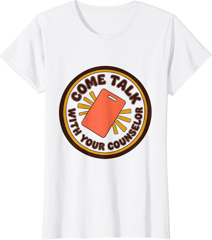 Women's Come Talk With Your Counselor Groovy Retro School Counselor T-Shirt - White