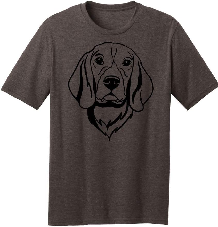 Dogline Mens Beagle Dog Lovers Graphic Tee Shirt - Heather Brown