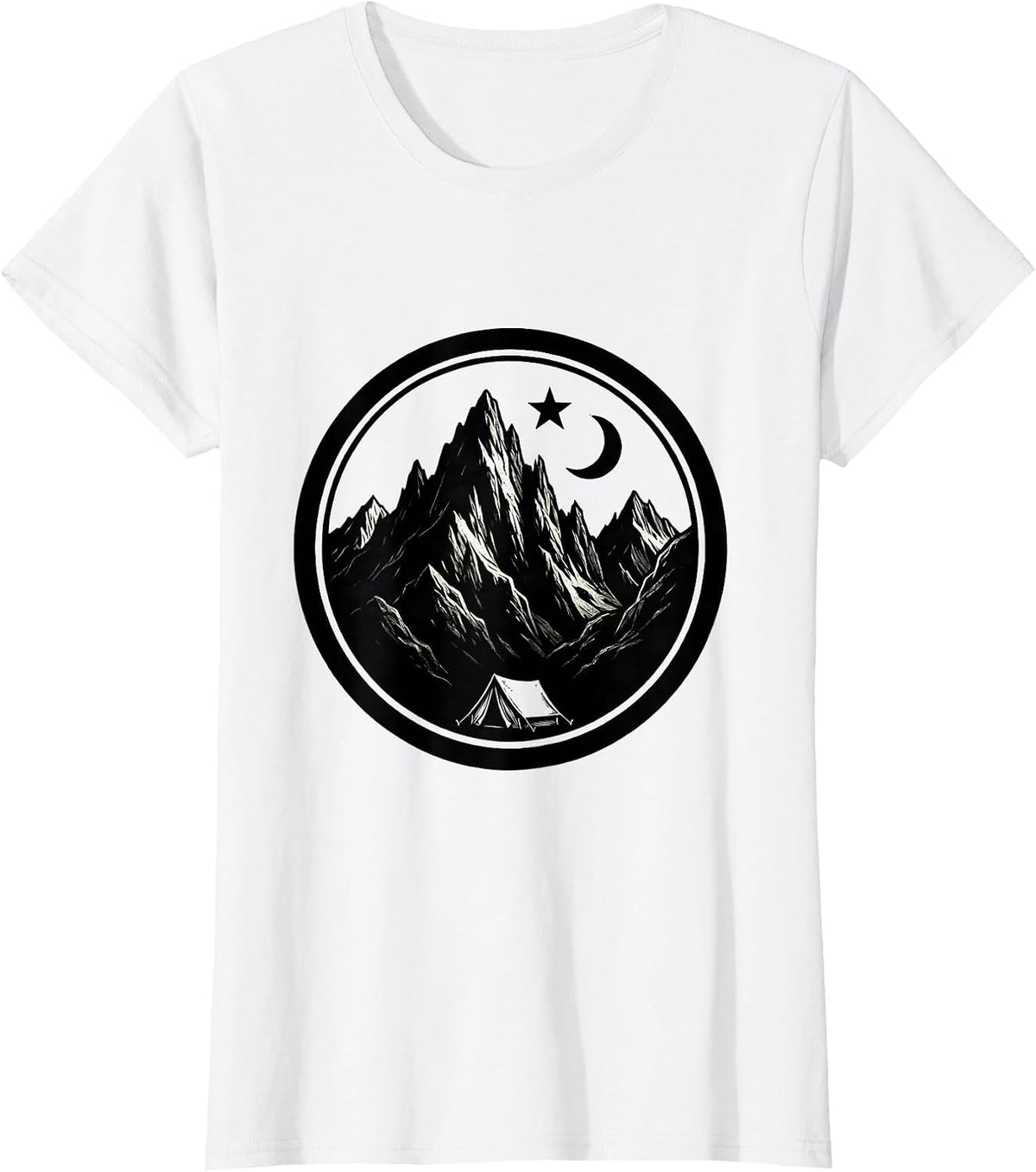 Freedom Camp Lone Tent Rocky Mountain Graphic T-Shirt - White