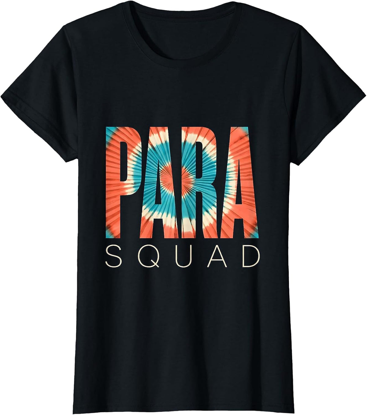 Para Squad Screenprint Tie Dye Back To School Appreciation T-Shirt - Black