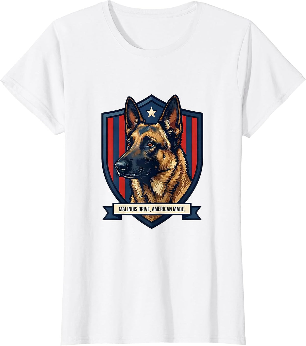 Malinois Drive, American Made Belgian Malinois Dog Breed T-Shirt - White
