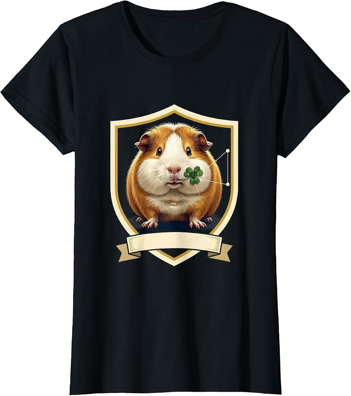 Guinea Pig Emblem Funny Cavy Lover Novelty T-Shirt - Black