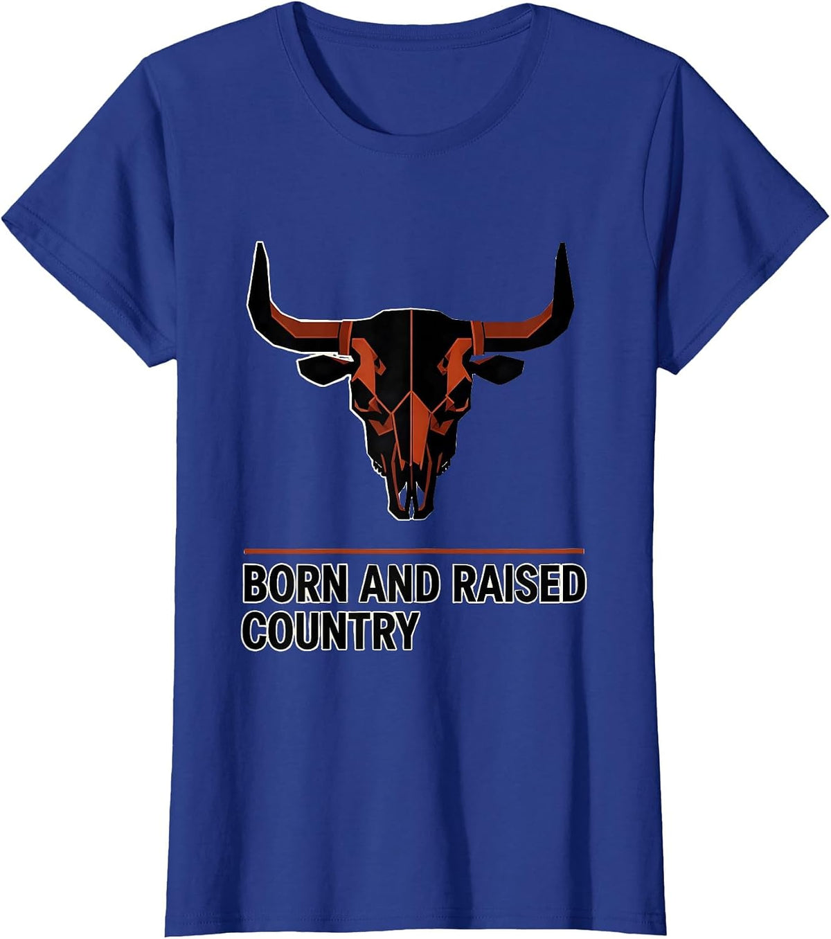 Women's Born and Raised Country Pride Graphic Design T-Shirt - Royal Blue