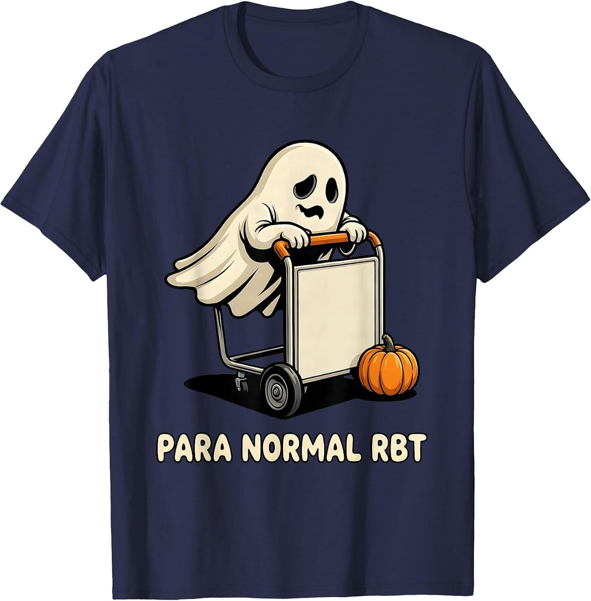 Men's Para Normal RBT Cartoon Ghost Halloween Paraeducator T-Shirt - Navy Blue