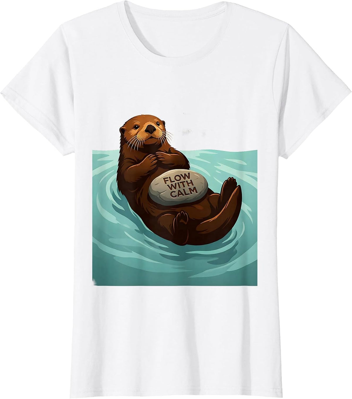 Flow With Calm Cute Sea Otter Lover Gift T-Shirt - White