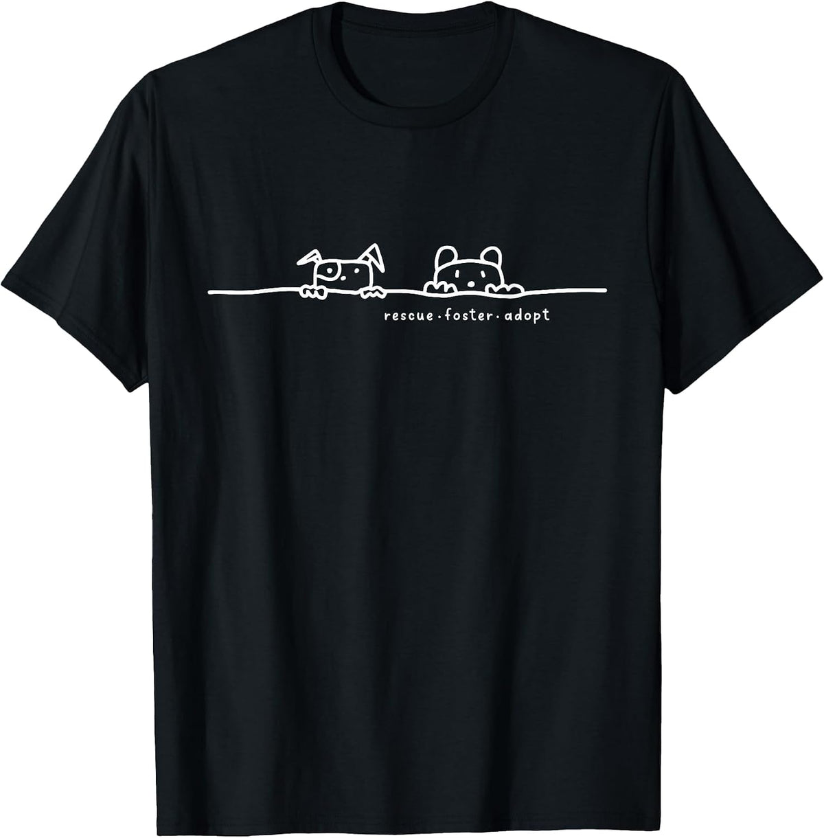 Rescue Foster Adopt Cats and Dogs Art T-Shirt - Black