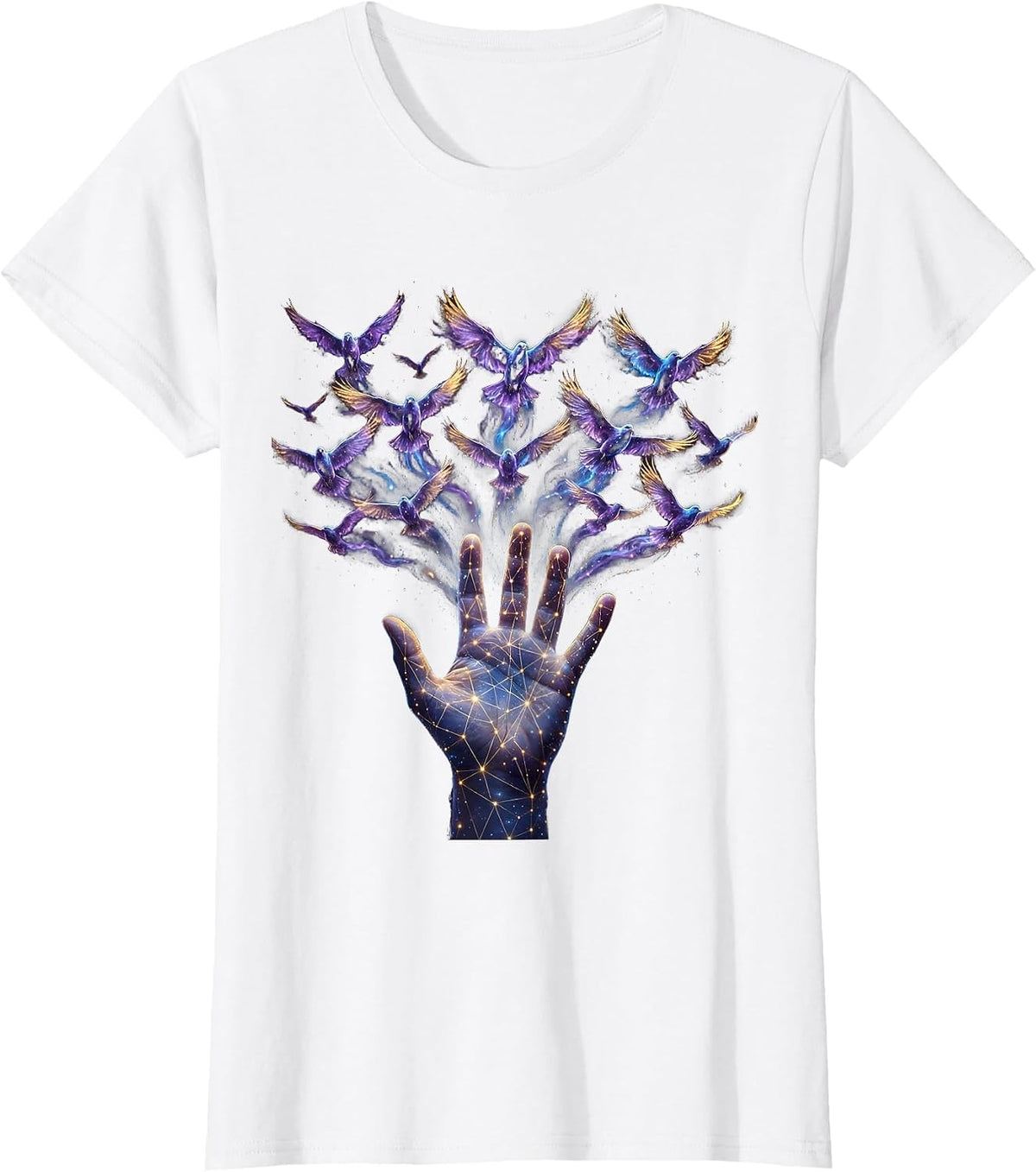 Women's Autism Awareness Colorful Birds Freedom Design T-Shirt - White