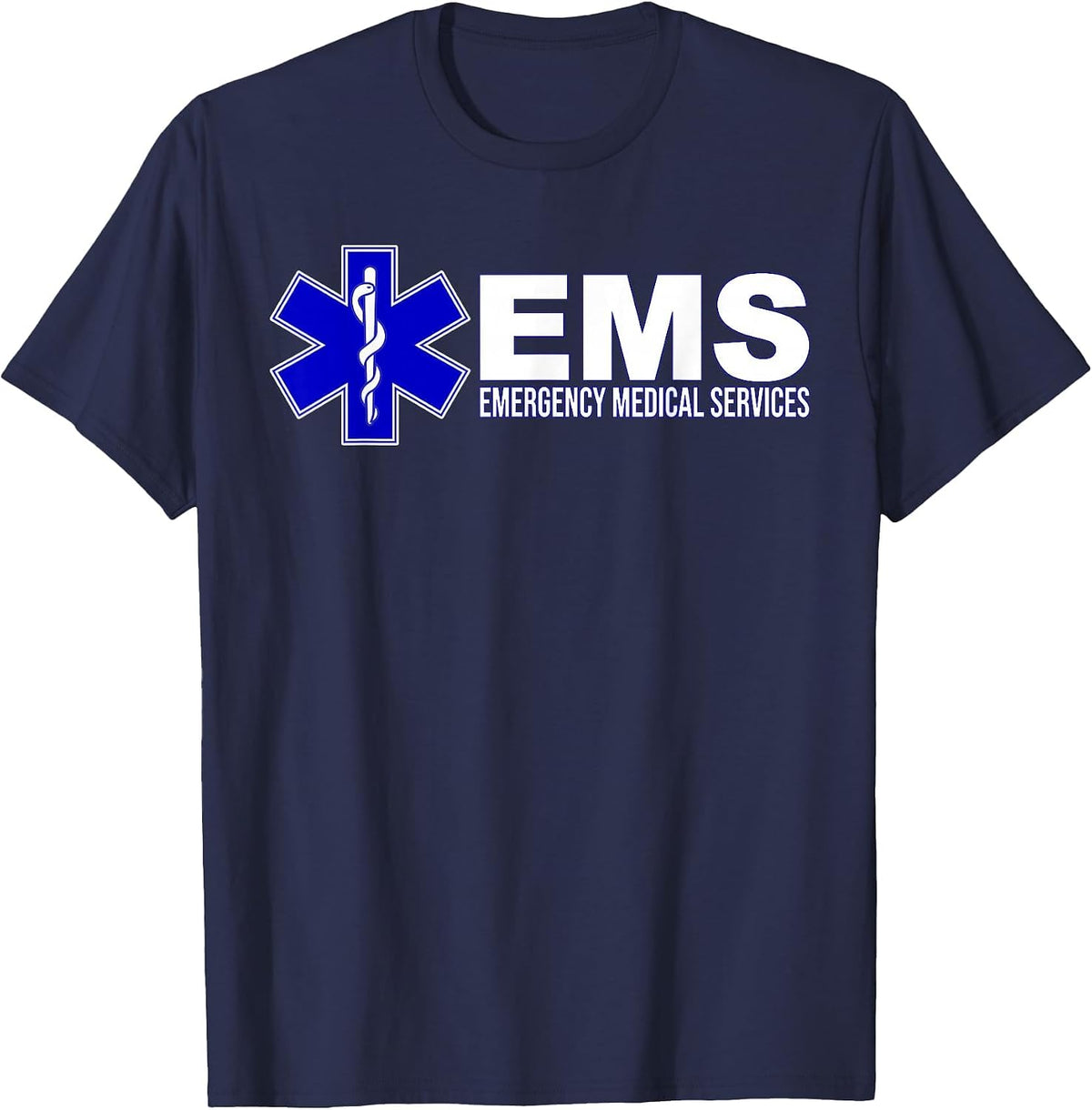 EMS Star of Life Emergency Medical Services Paramedic EMT T-Shirt - Navy Blue