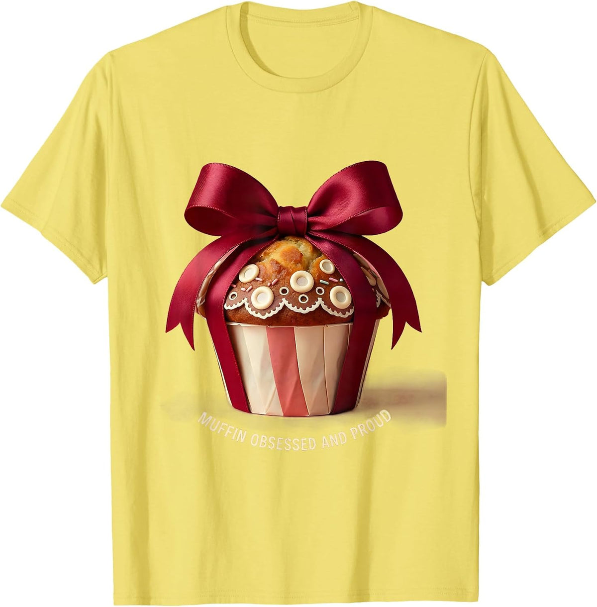 Men's Muffin Obsessed and Proud Funny Baking Design T-Shirt - Lemon Yellow