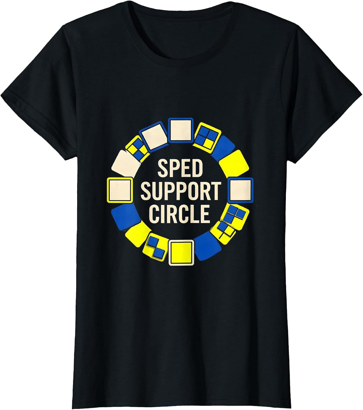 Women's SPED Support Circle Geometric Special Education Teacher T-Shirt - Black