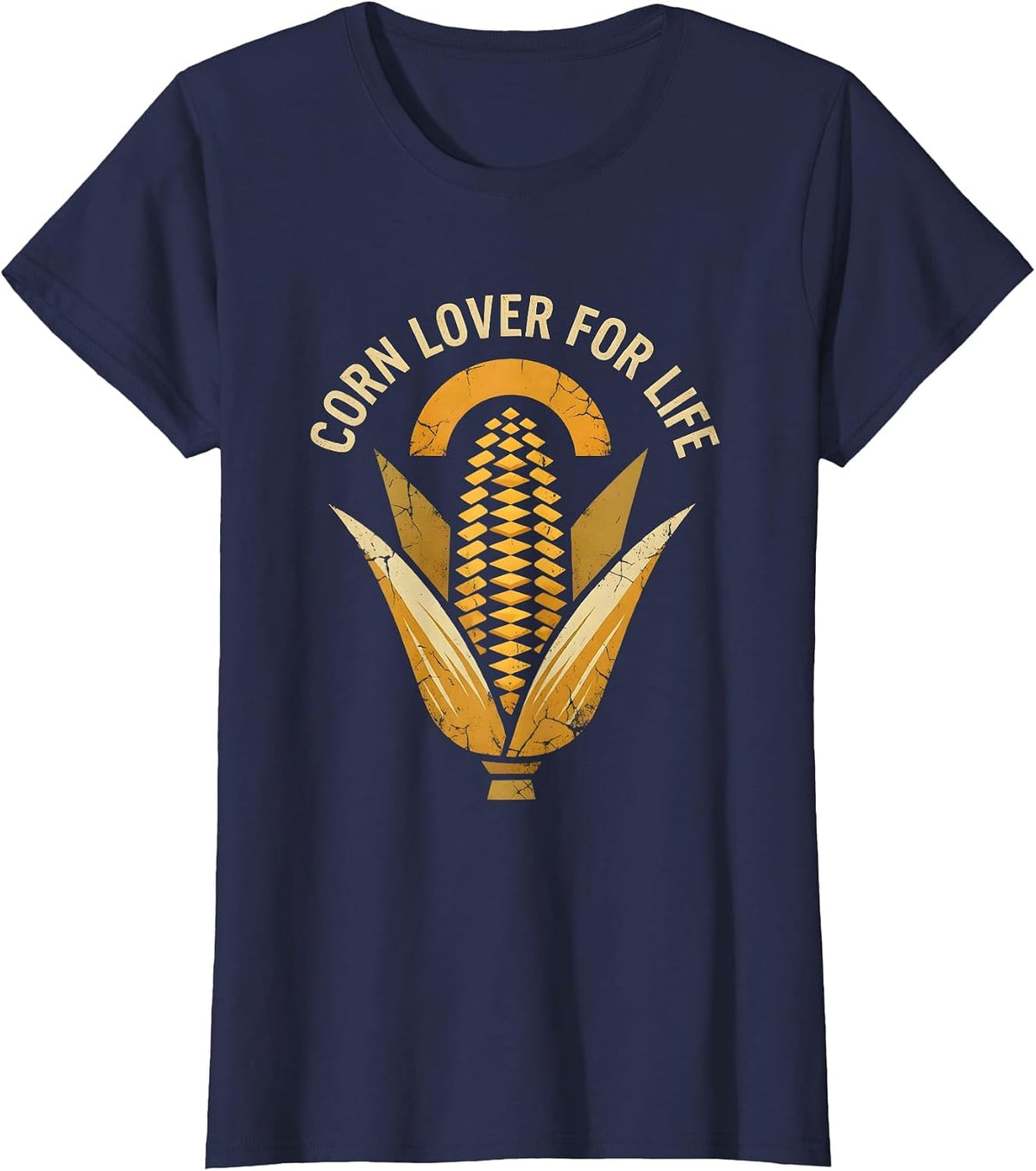 Women's Corn Lover For Life Funny Corn Design T-Shirt - Navy Blue