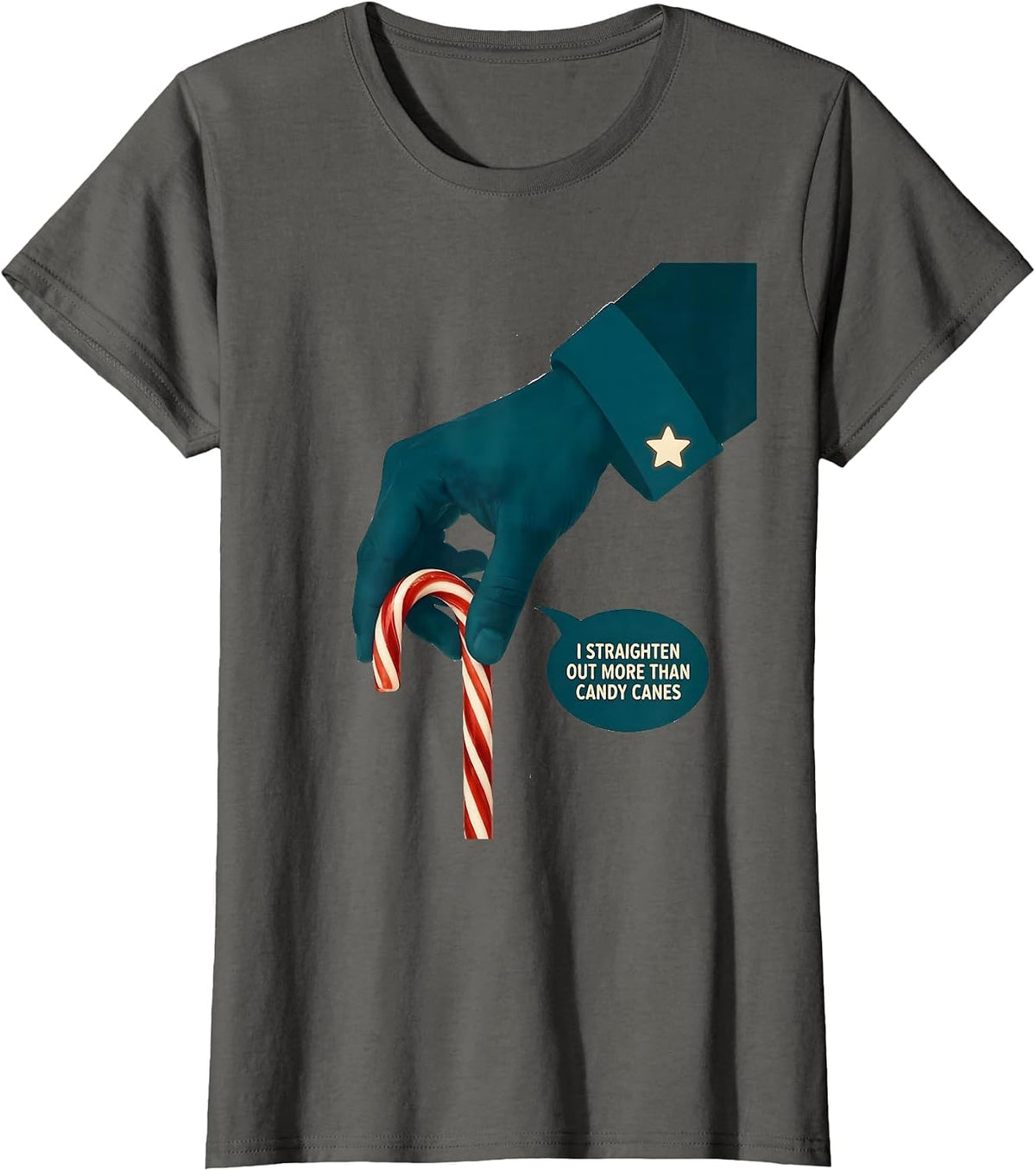 Women's I Straighten Out More Than Candy Canes Funny Chiropractor T-Shirt - Asphalt Grey