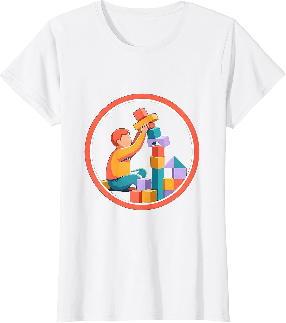 Women's Special Education Building Blocks Graphic Tee T-Shirt - White