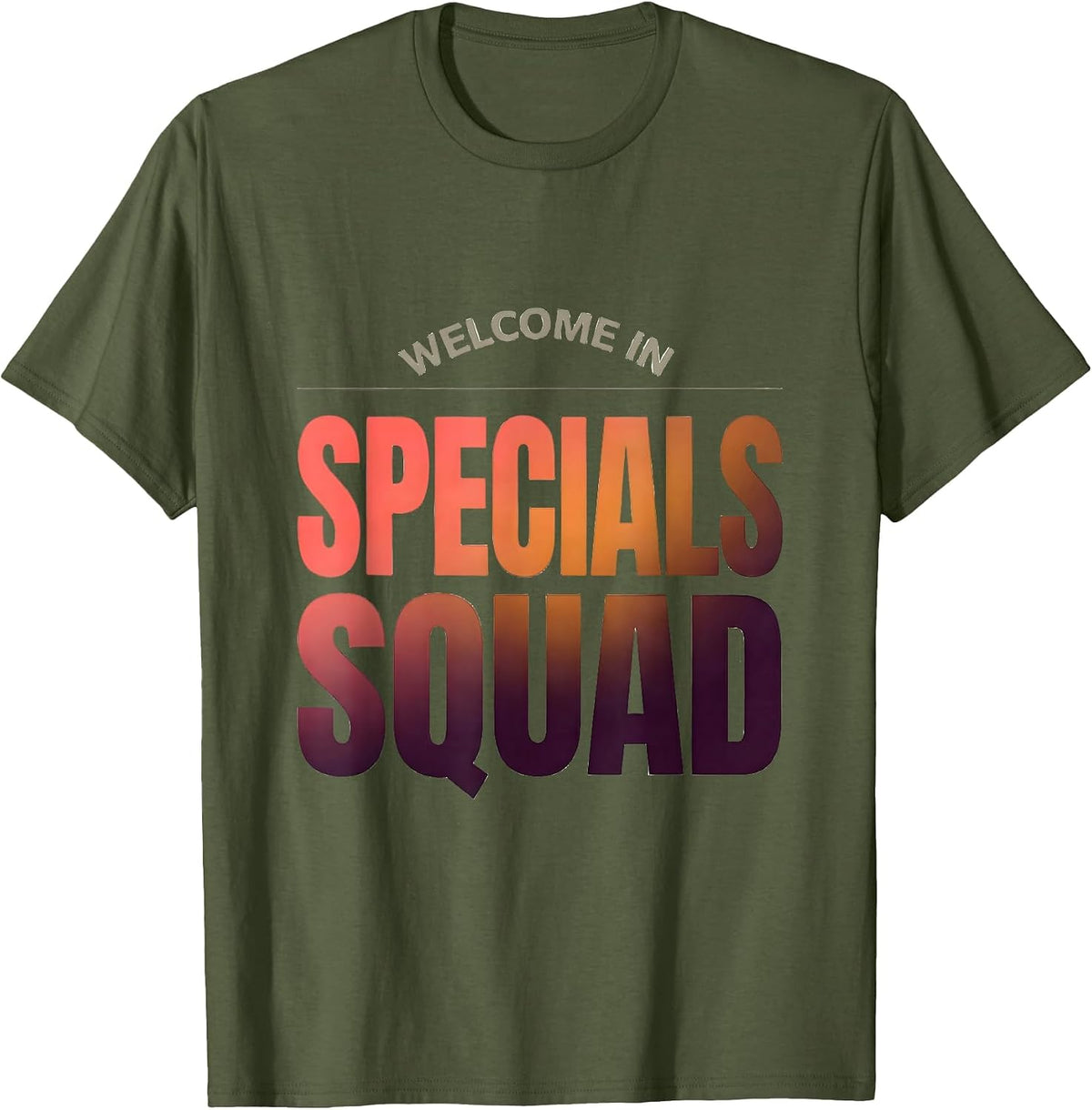 Men's Welcome In Specials Squad Gradient Back To School Staff T-Shirt - Olive Green
