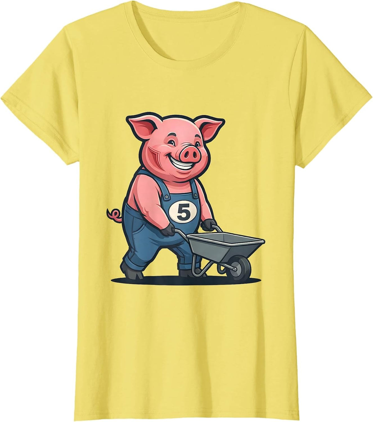 5 Funny Pig Lover Halloween Costume T-Shirt - Lemon Yellow