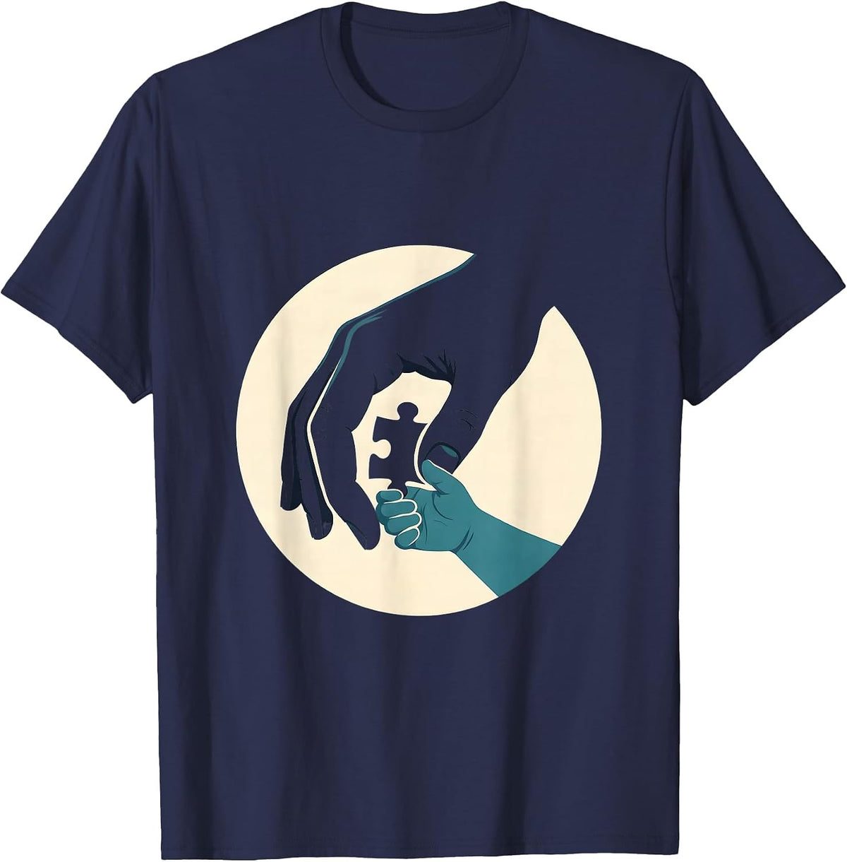Men's Special Education Teacher Puzzle Hands Graphic T-Shirt - Navy Blue