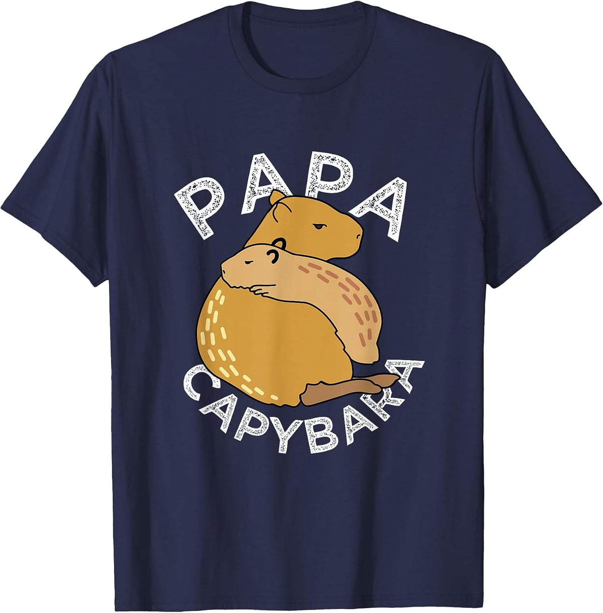 Capybara Animals Pet - Papa Capybara T-Shirt - Navy Blue