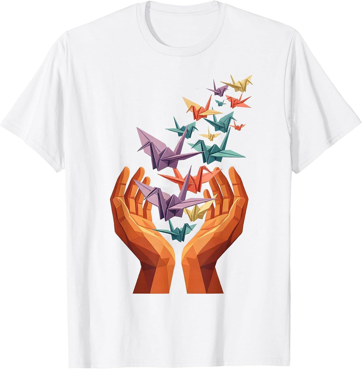 Men's Autism Awareness Origami Birds Freedom Illustration T-Shirt - White