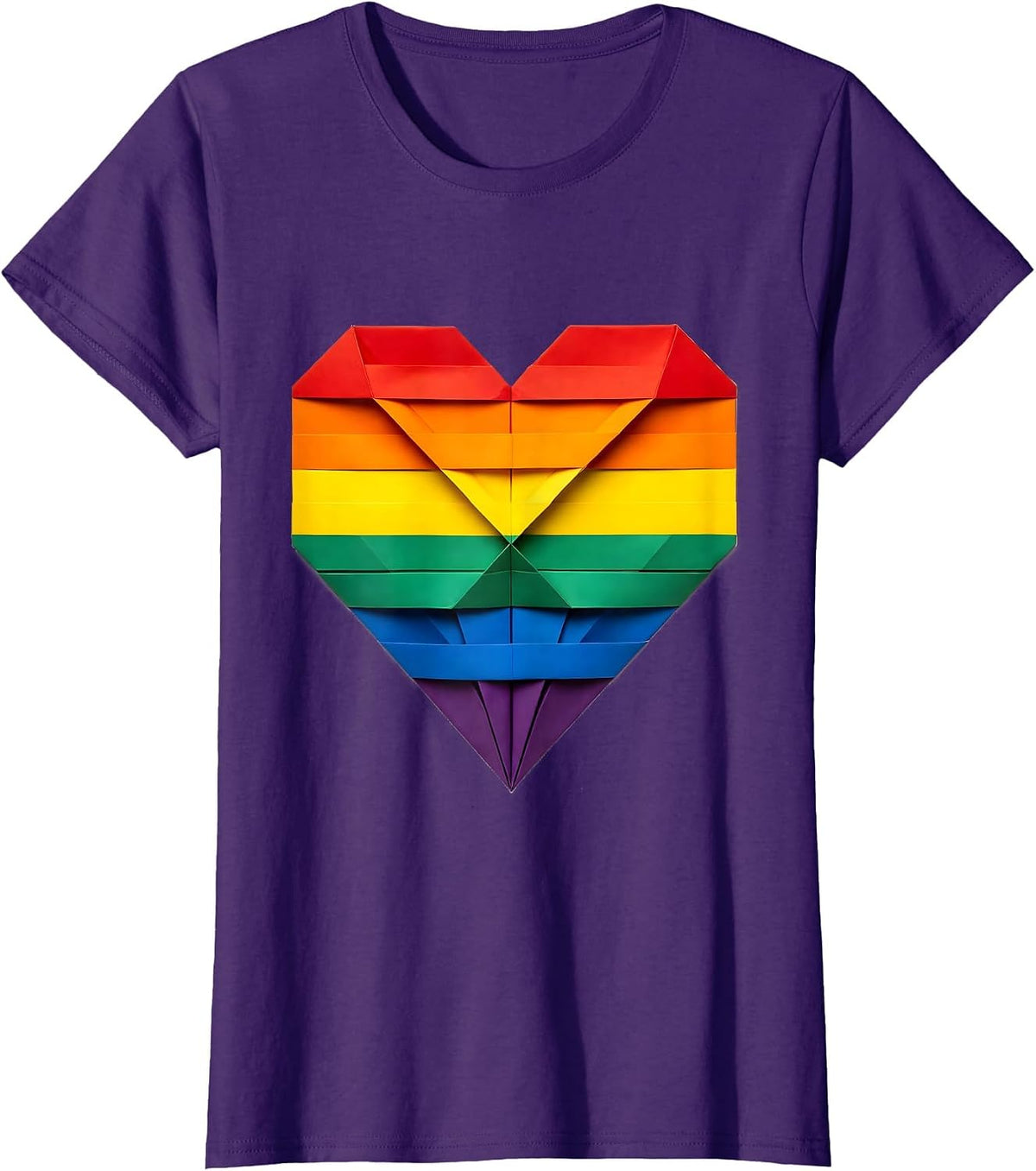 Women's Pride Flag Heart Illustration LGBTQ Love Design T-Shirt - Purple