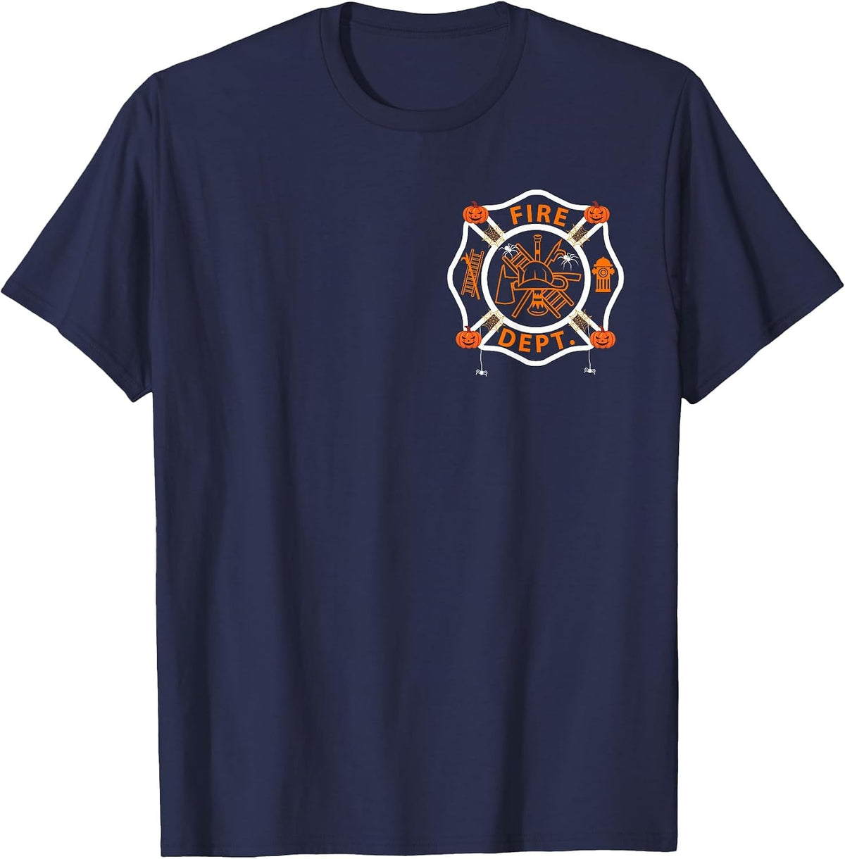 Halloween Firefighter Fireman Fire Dept Department Logo Men T-Shirt - Navy Blue