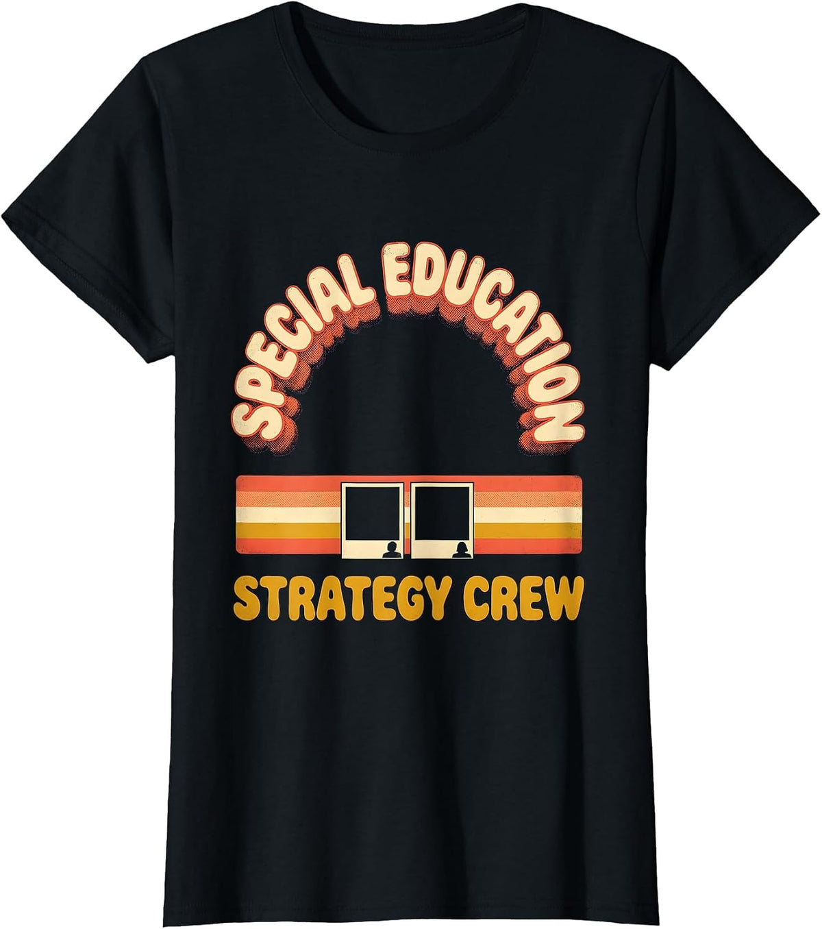 Women's Special Education Strategy Crew Retro SPED Teacher T-Shirt - Black