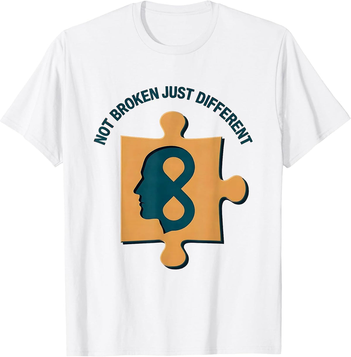 Men's Not Broken Just Different Autism Awareness Design T-Shirt - White