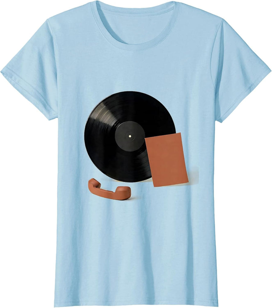 Women's Vinyl Record Collector Minimalist DJ Gift T-Shirt - Baby Blue