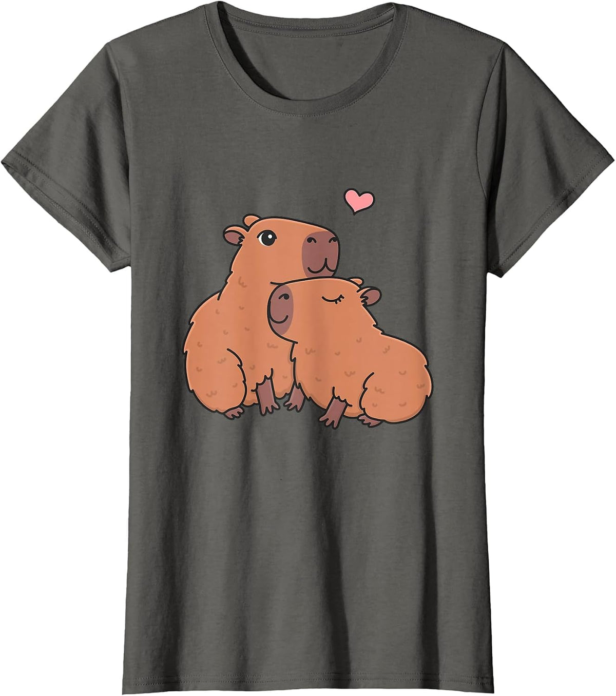 Love Heart Couple Capybara T-Shirt - Asphalt Grey