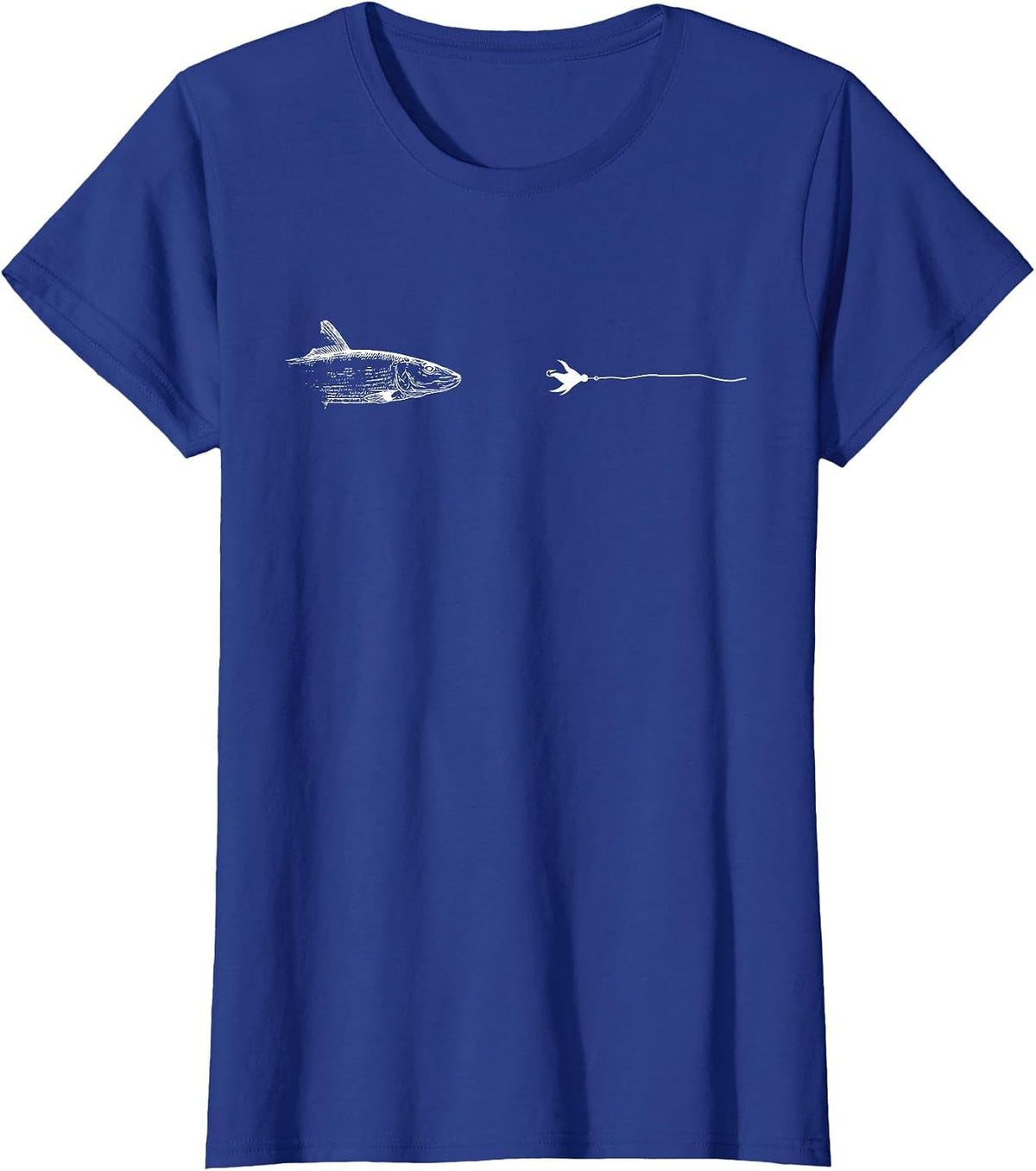 Graphic Fly Fishing Hook Line - Fish Bonefish T-Shirt - Royal Blue