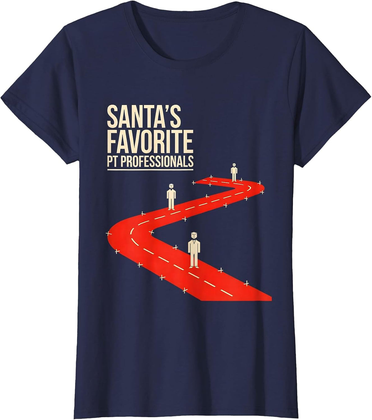 Women's Santa's Favorite PT Professionals Funny Physical Therapy T-Shirt - Navy Blue